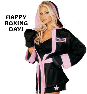 Girl Wishes You Happy Boxing Day Picture -image